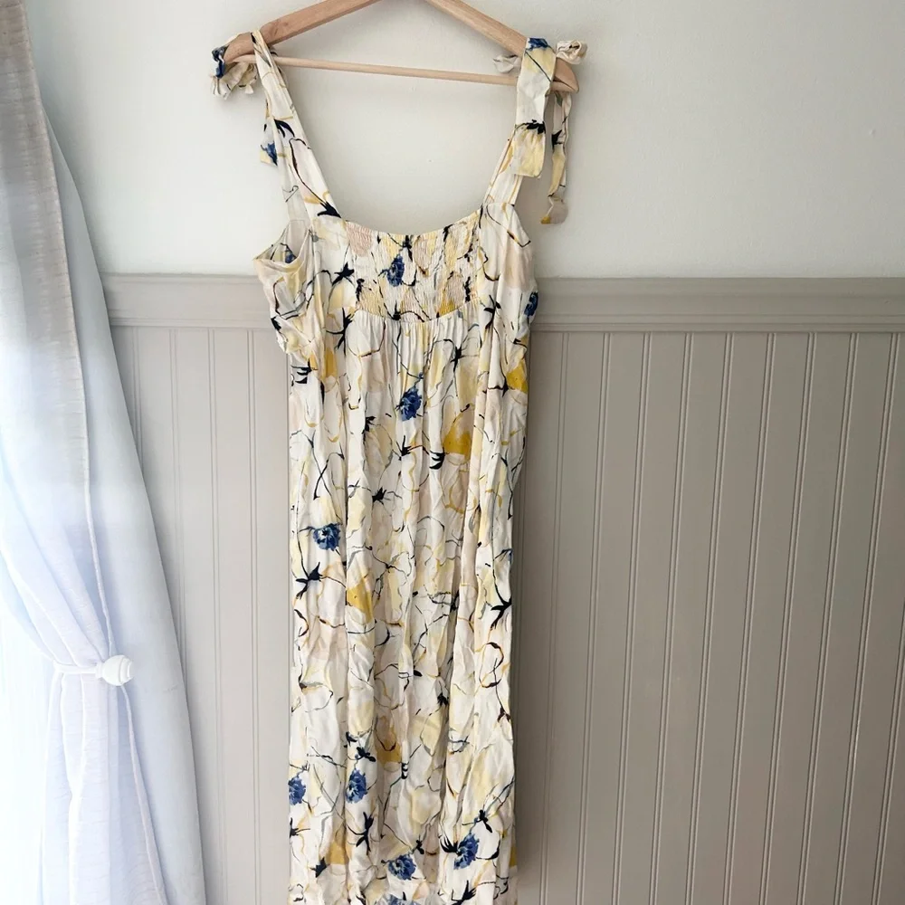 Soma Women’s Size Large Blue and Yellow  Floral Pockets Sundress - Picture 8 of 8